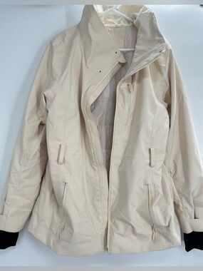 Halfdays Hooded Belted Full Zip Lined Women's Jacket Oatmilk XL
